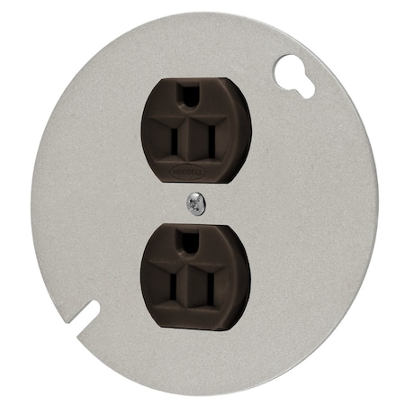 Hubbell Wiring Device-Kellems Straight Blade Receptacle, 5-15R, 15 A, 125V AC, 2 Pole, 3 Wire, Flush Mount, Grounded HBL5253
